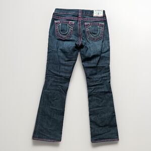 Vintage Y2K True Religion Jeans Bootcut Dark Wash Contrast Stitching Size 26